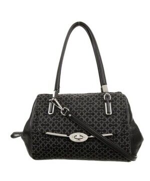 Coach Black Op Art Canvas Leather Madison Madeline Shoulder Bag + Strap CLEAN!